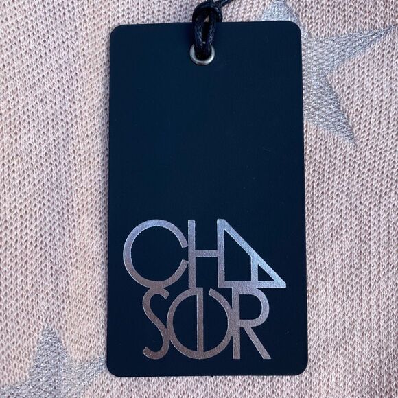 Chaser Light Pink w/Silver Stars Short Sleeve Sweater/Top. Medium Soft! New NWT - Picture 4 of 4